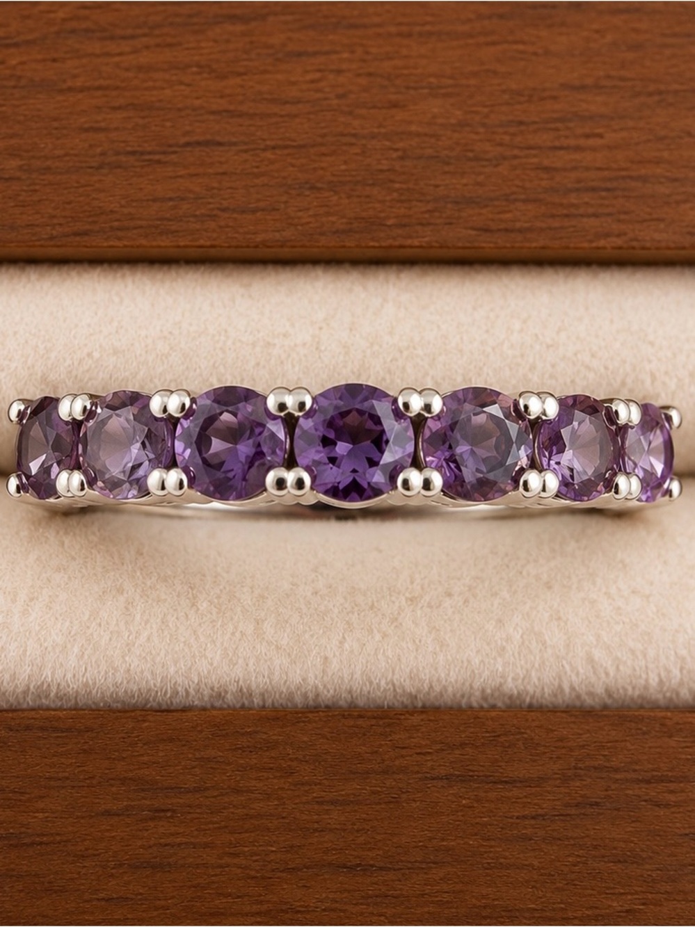 Sterling Silver Amethyst Seven-Stone Stackable Ring
